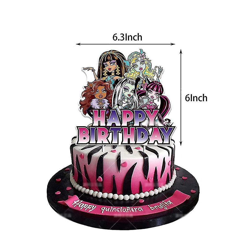 Décoration Anniversaire Monster High, 30 Pièces Ballons, Drapeaux Pour Gâteaux Fête