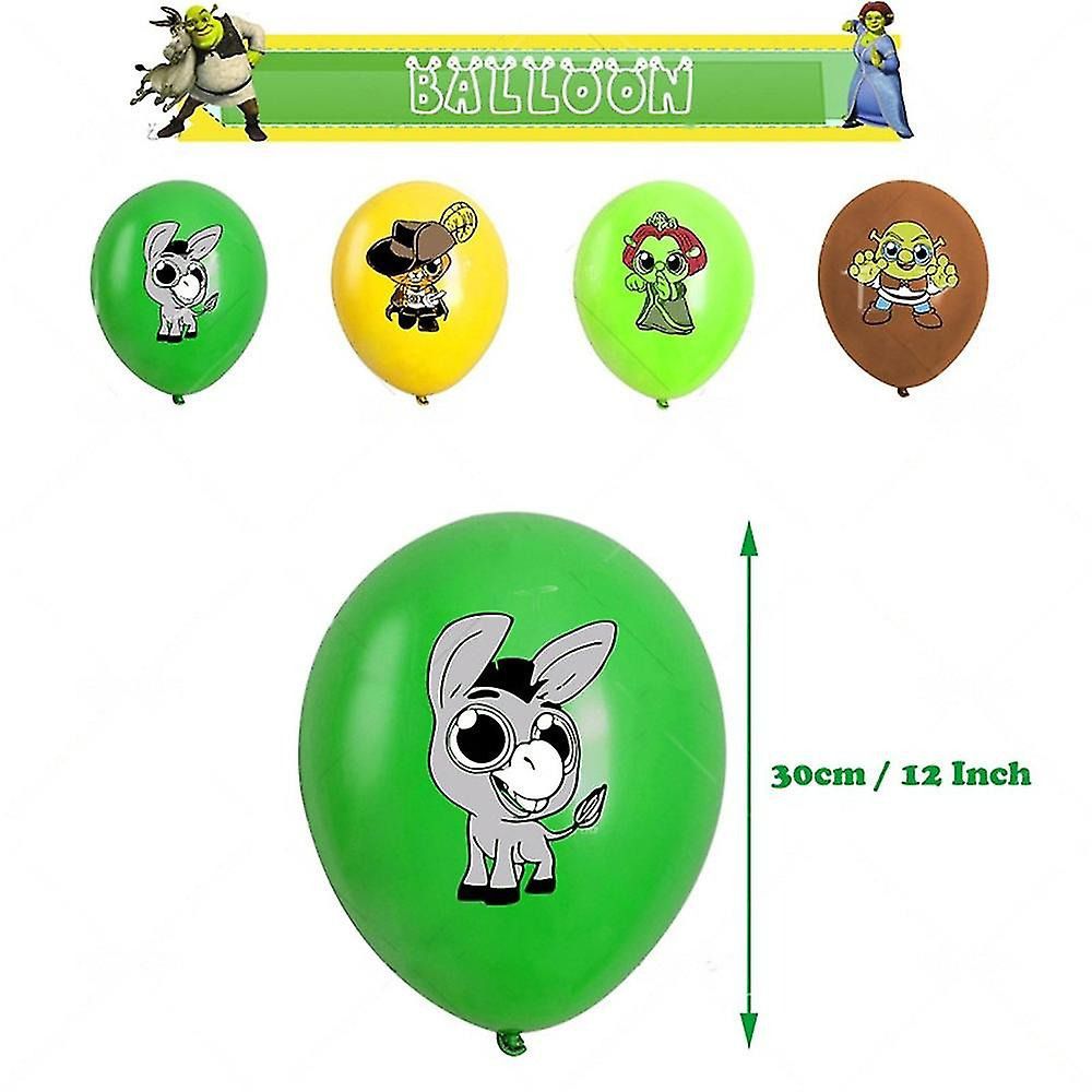 30pcs Luftballons Shrek, Karikatur Disney Geburtstagsdeko, Party Flaggen Kuchen Set