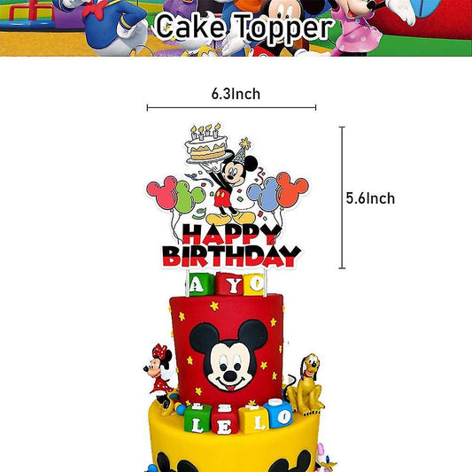 32pcs Luftballons Mickey Maus, Karikatur Disney Geburtstagsdeko, Party Flaggen Kuchen Set