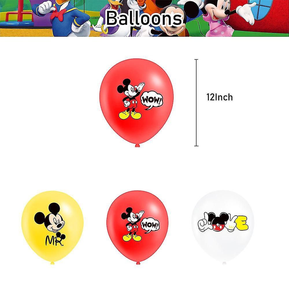 Décoration Anniversaire Mickey Mouse, 32 Pièces Ballons Disney, Drapeaux Pour Gâteaux Fête