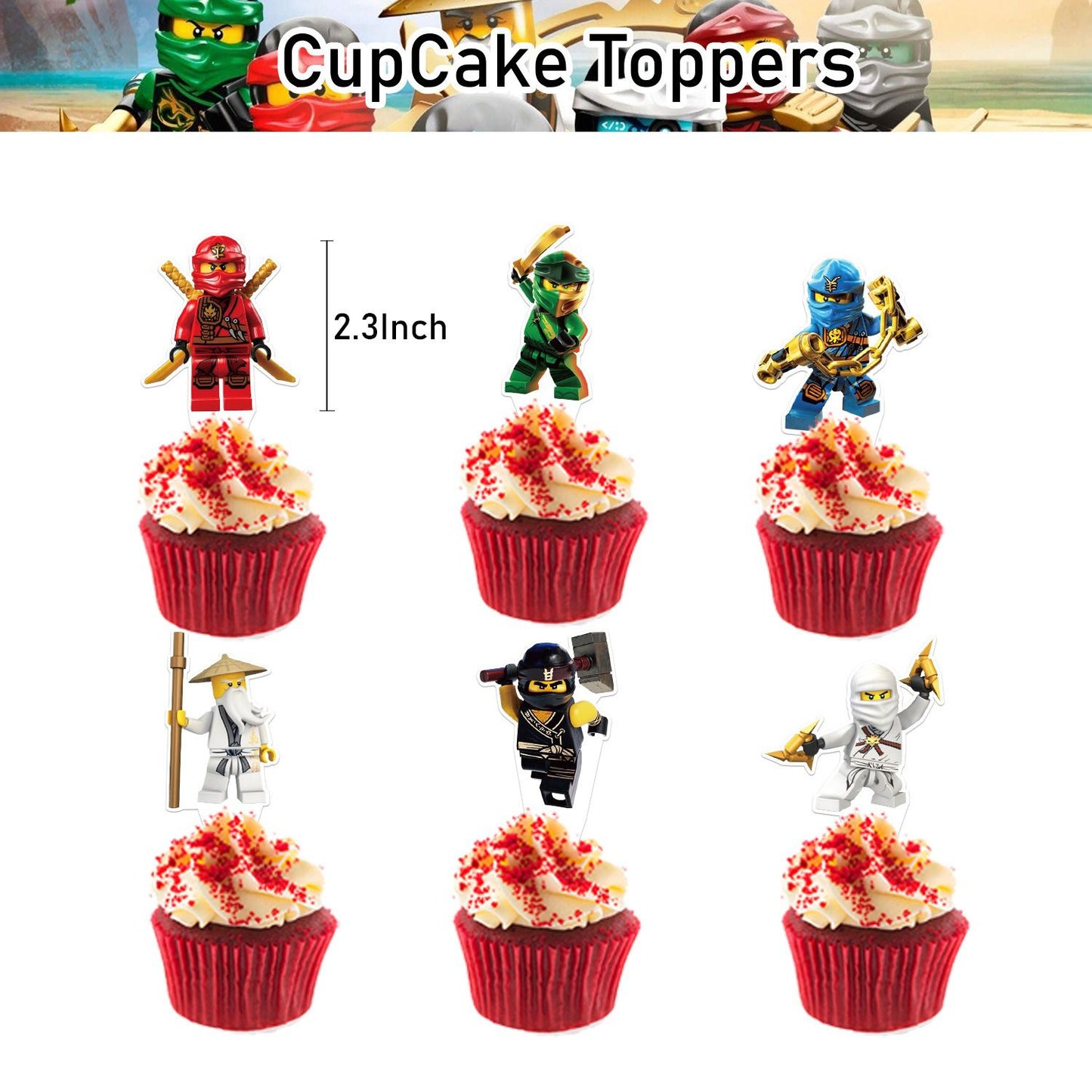 32-teiliges Ninjago Geburtstagsdekor, Cartoon Lego Luftballons, Party Kuchen Angebot Set