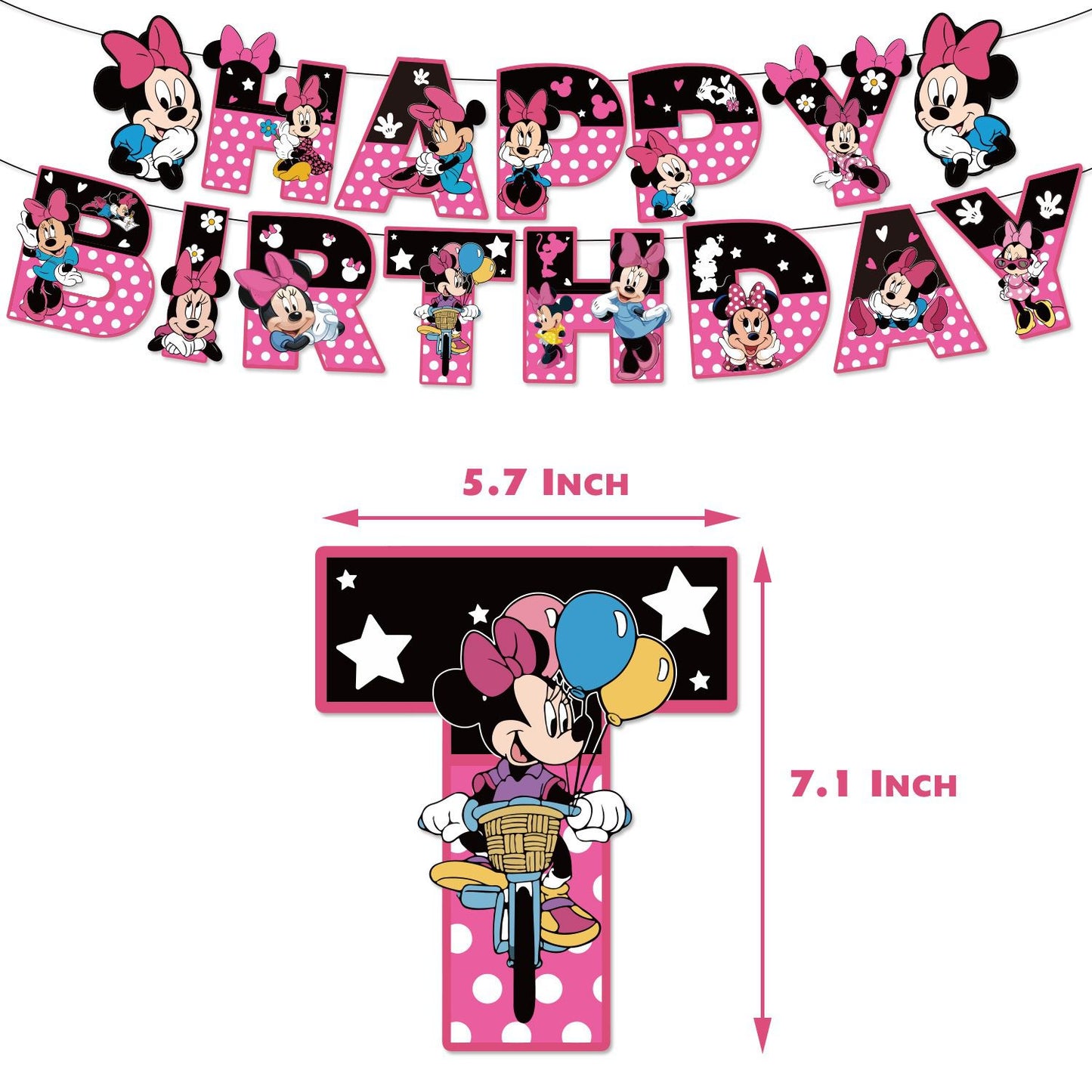 32-teiliges Minnie Maus Geburtstagsdekor, Cartoon Disney Luftballons, Party Kuchen Angebot Set