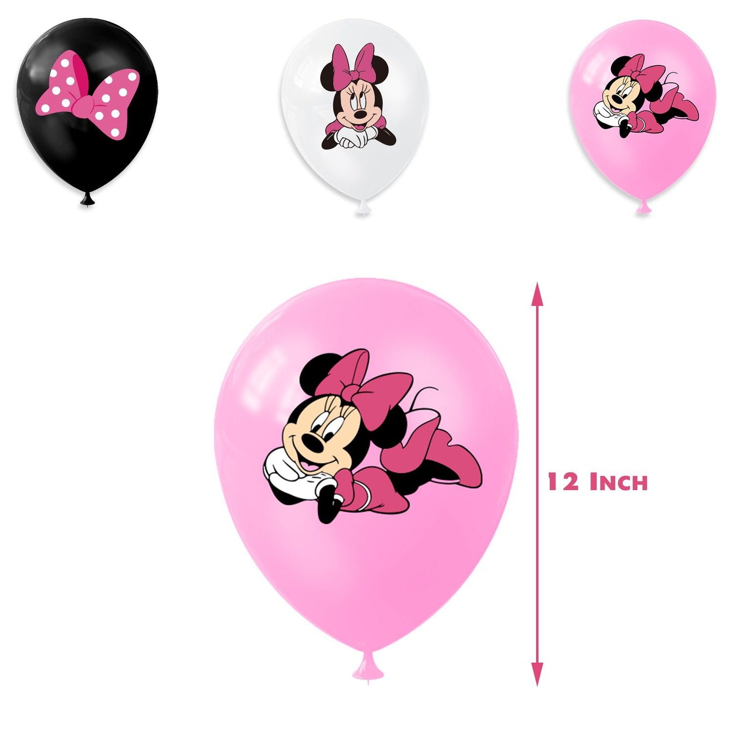 Décoration Anniversaire Minnie Mouse, 32 Pièces Ballons Disney, Drapeaux Pour Gâteaux Fête