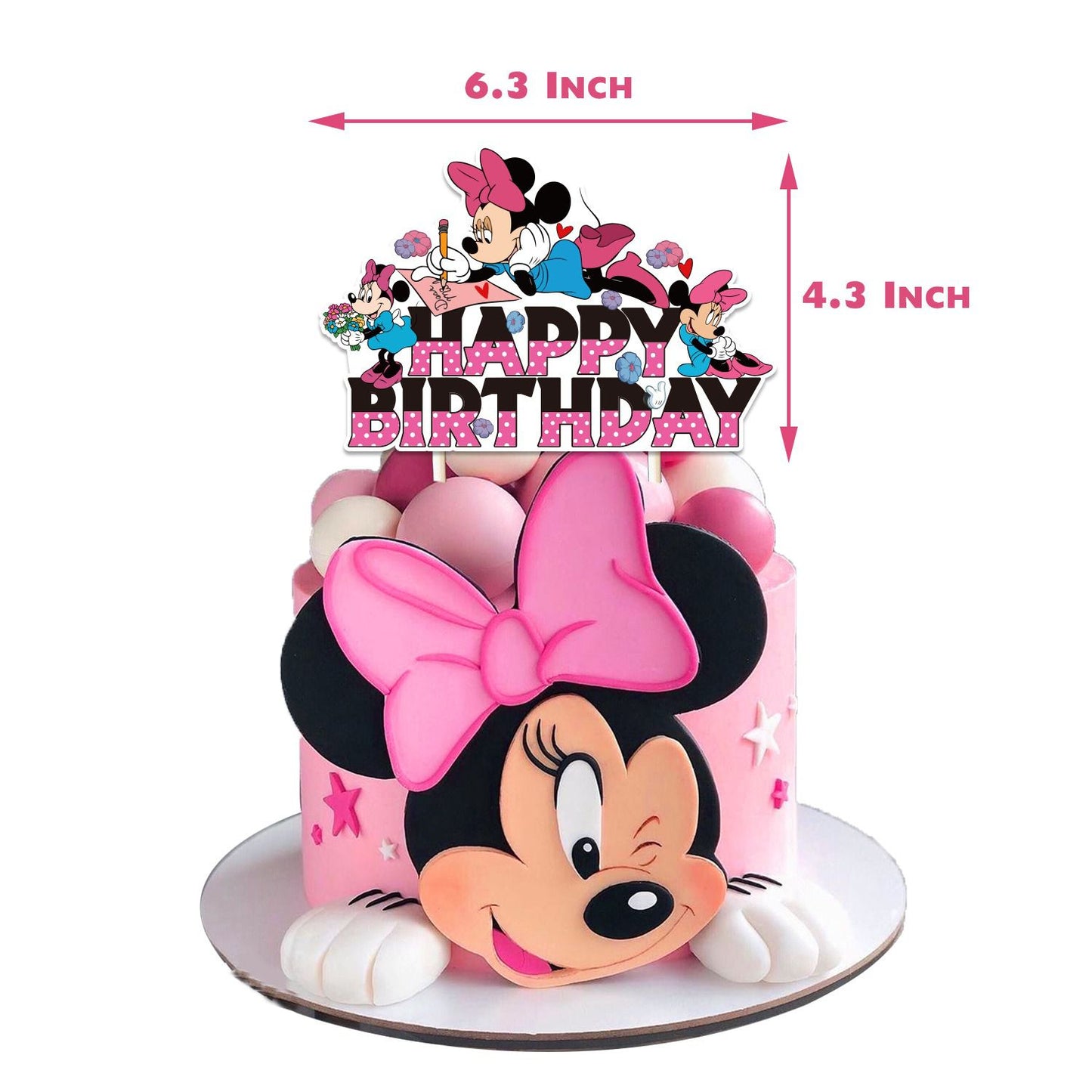 Décoration Anniversaire Minnie Mouse, 32 Pièces Ballons Disney, Drapeaux Pour Gâteaux Fête