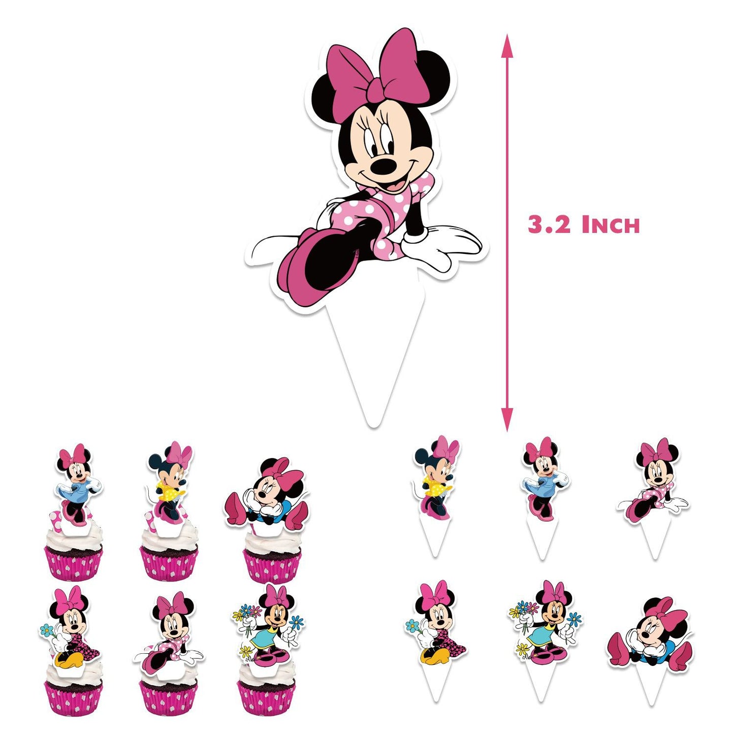 32-teiliges Minnie Maus Geburtstagsdekor, Cartoon Disney Luftballons, Party Kuchen Angebot Set