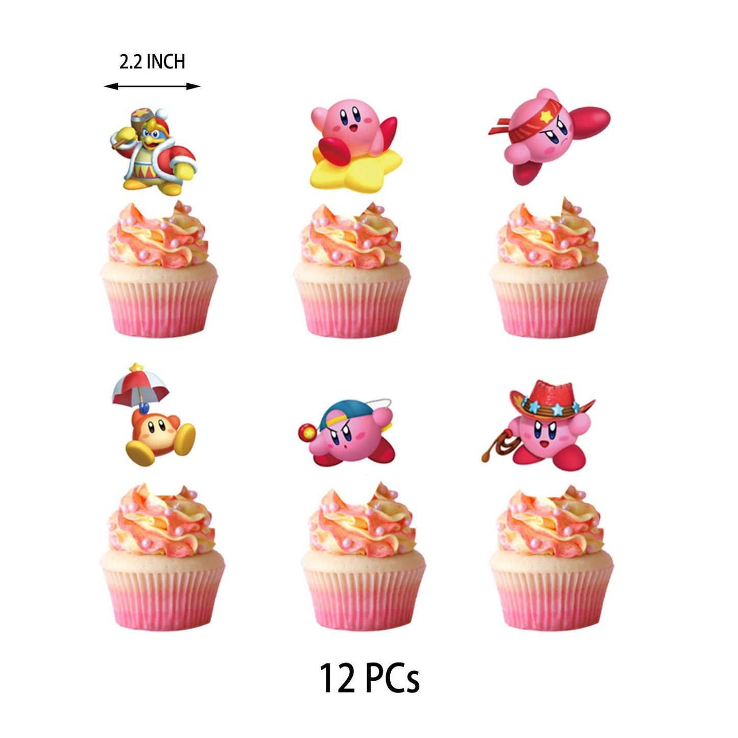 32pcs Luftballons Kirby, Karikatur Geburtstagsdeko, Party Flaggen Kuchen Set