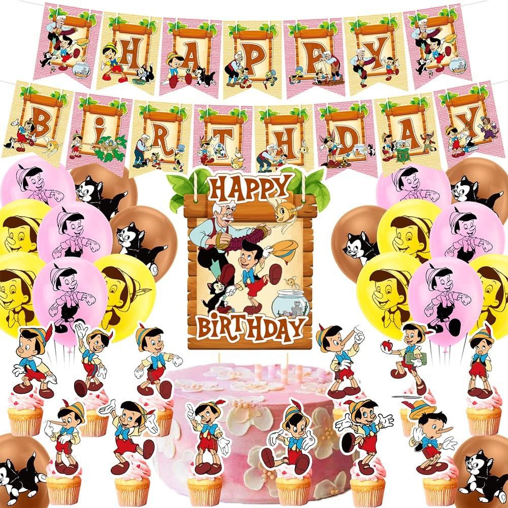 30pcs Luftballons Pinocchio, Karikatur Geburtstagsdeko, Party Flaggen Kuchen Set