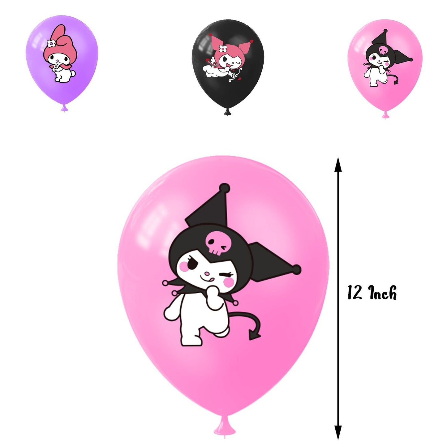 Décoration Anniversaire Kuromi, 32 Pièces Ballons Sanrio, Drapeaux Pour Gâteaux Fête