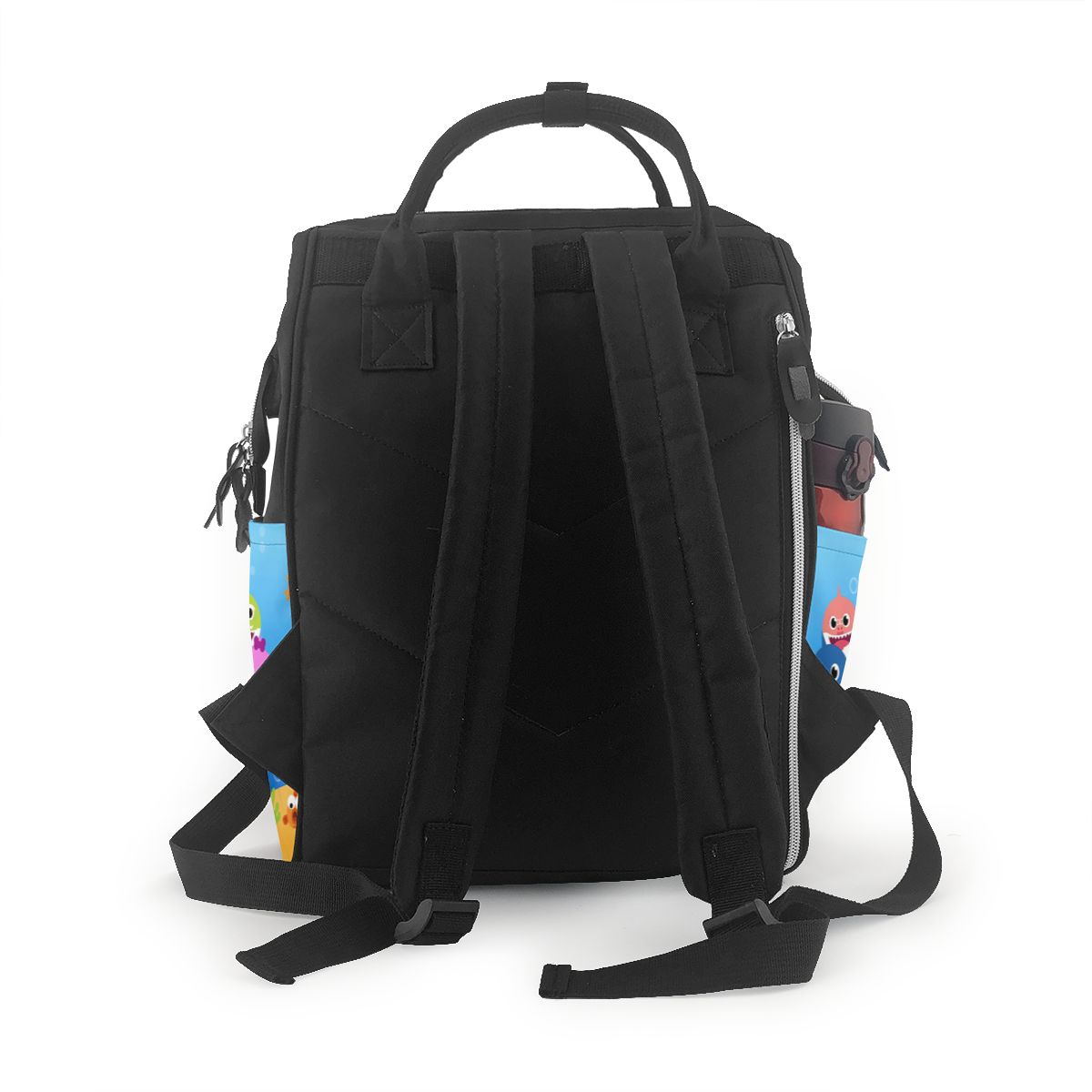 Cartoon Sharks Family Diaper Bag Backpack