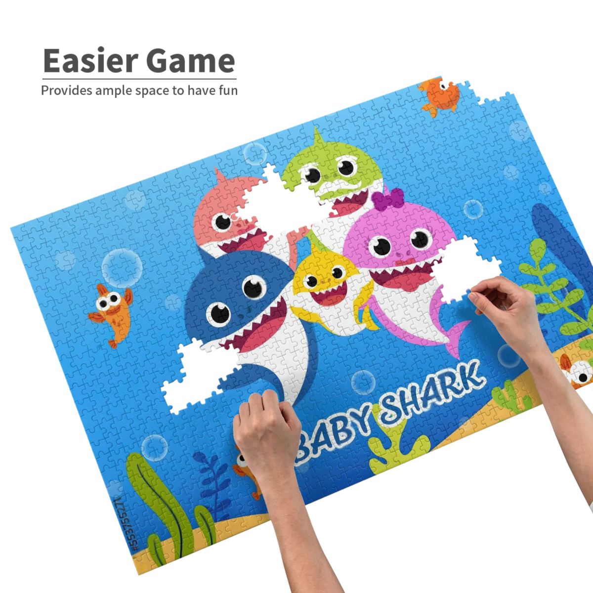 Cartoon Sharks Family Wooden Jigsaw Puzzle