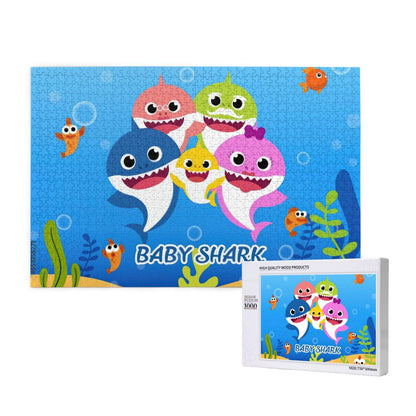 Cartoon Sharks Family Wooden Jigsaw Puzzle