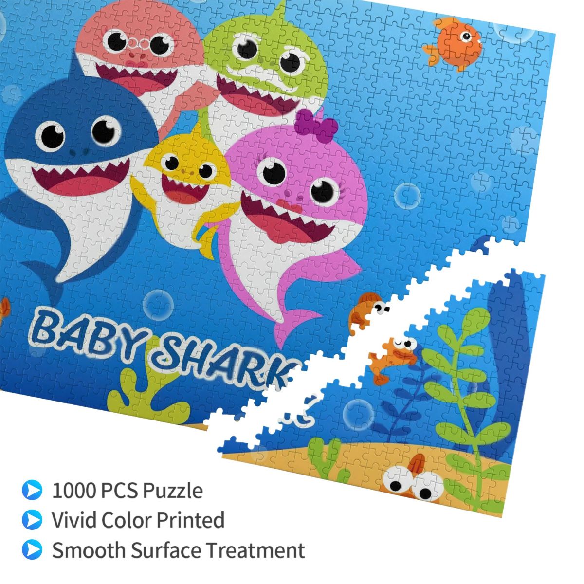 Cartoon Sharks Family Wooden Jigsaw Puzzle