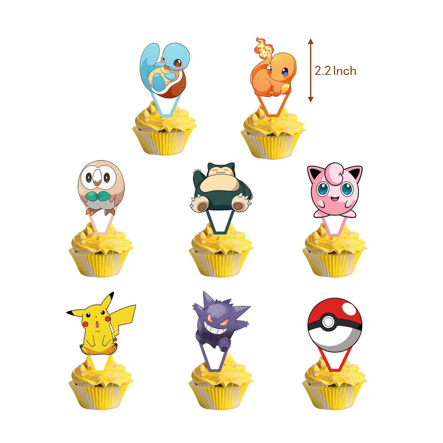 32pcs Luftballons Pokemon, Karikatur Pikachu Geburtstagsdeko, Party Flaggen Kuchen Set