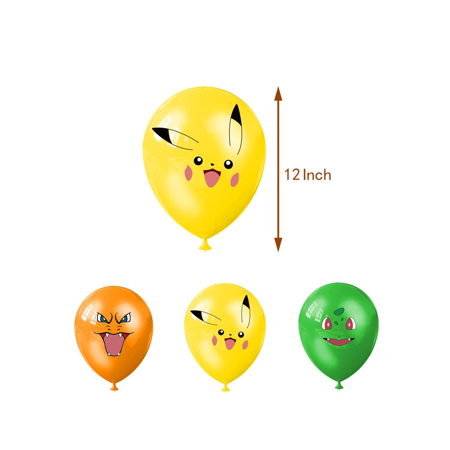 32pcs Luftballons Pokemon, Karikatur Pikachu Geburtstagsdeko, Party Flaggen Kuchen Set