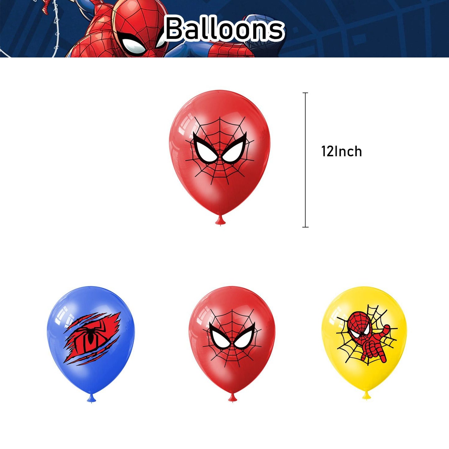 32pcs Luftballons Spiderman, Karikatur Geburtstagsdeko, Party Flaggen Kuchen Set