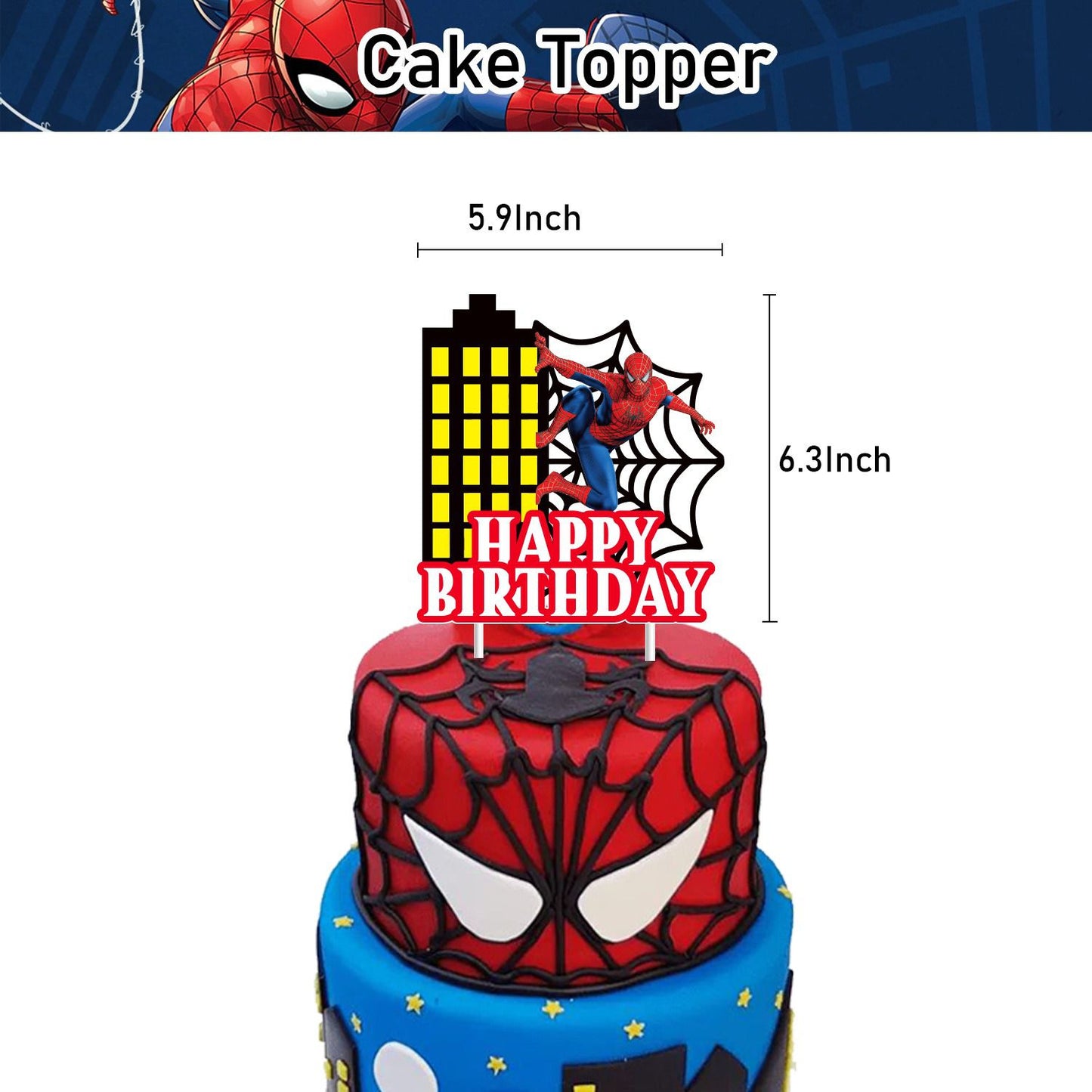 Décoration Anniversaire Spiderman, 32 Pièces Ballons Marvel Superhero, Drapeaux Pour Gâteaux Fête