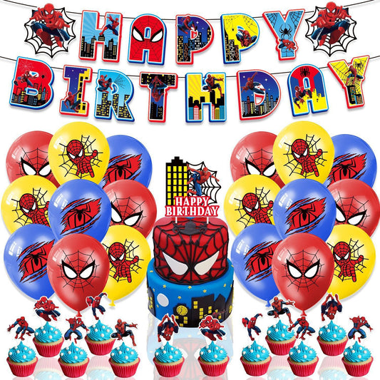 32pcs Cartoon Spider Birthday Balloons Party Decorations