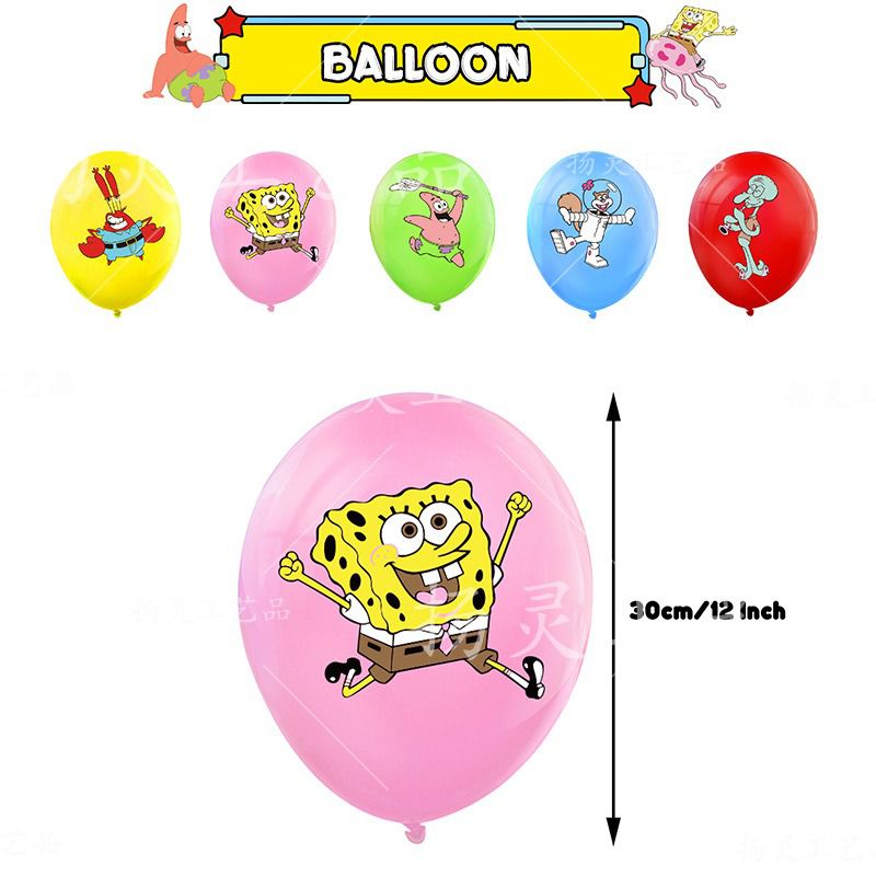 32-teiliges Spongebob Schwammkopf Geburtstagsdekor, Cartoon Luftballons, Party Kuchen Angebot Set