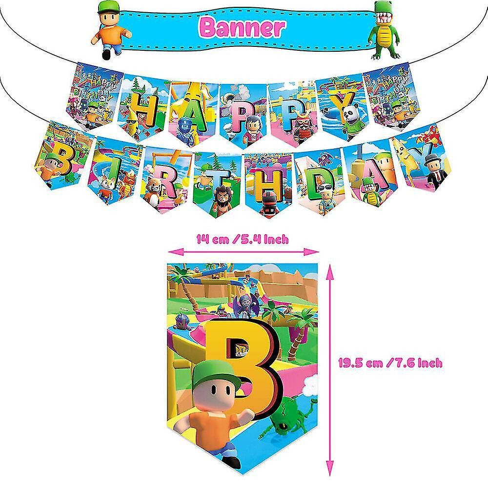 30-teiliges Stumble Guys Geburtstagsdekor, Cartoon Luftballons, Party Kuchen Angebot Set