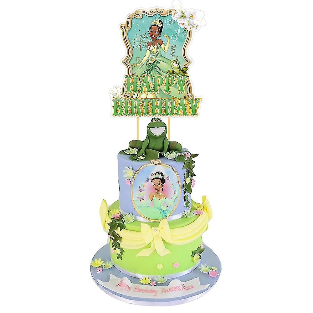 32pcs Luftballons Küss den Frosch, Disney Grün Geburtstagsdeko, Party Flaggen Kuchen Set