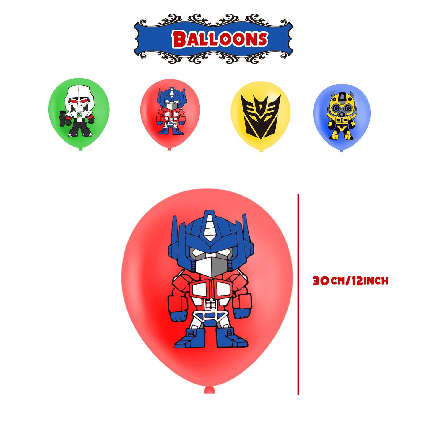 32pcs Luftballons Transformers, Optimus Prime Geburtstagsdeko, Party Flaggen Kuchen Set