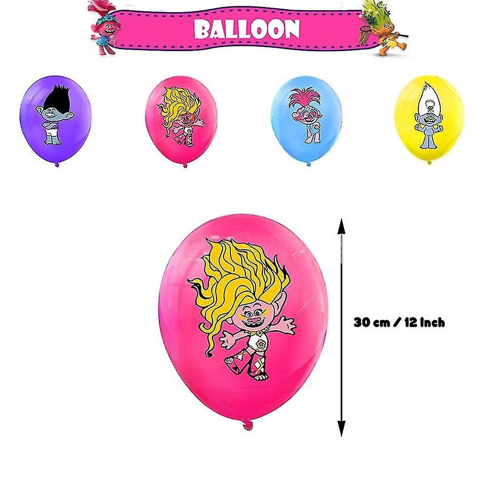 30pcs Luftballons Trolls, Karikatur Disney Geburtstagsdeko, Party Flaggen Kuchen Set