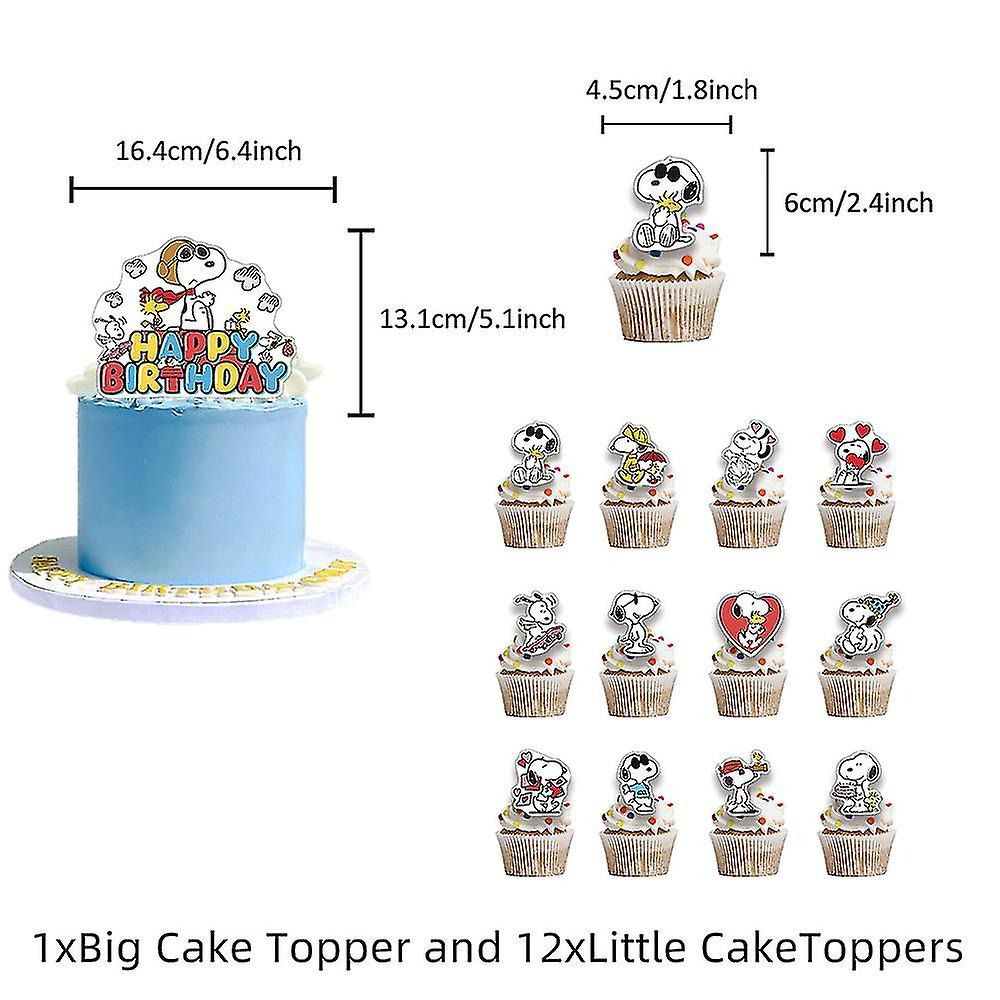 30pcs Luftballons Snoopy, Karikatur Schnüffler Geburtstagsdeko, Party Flaggen Kuchen Set