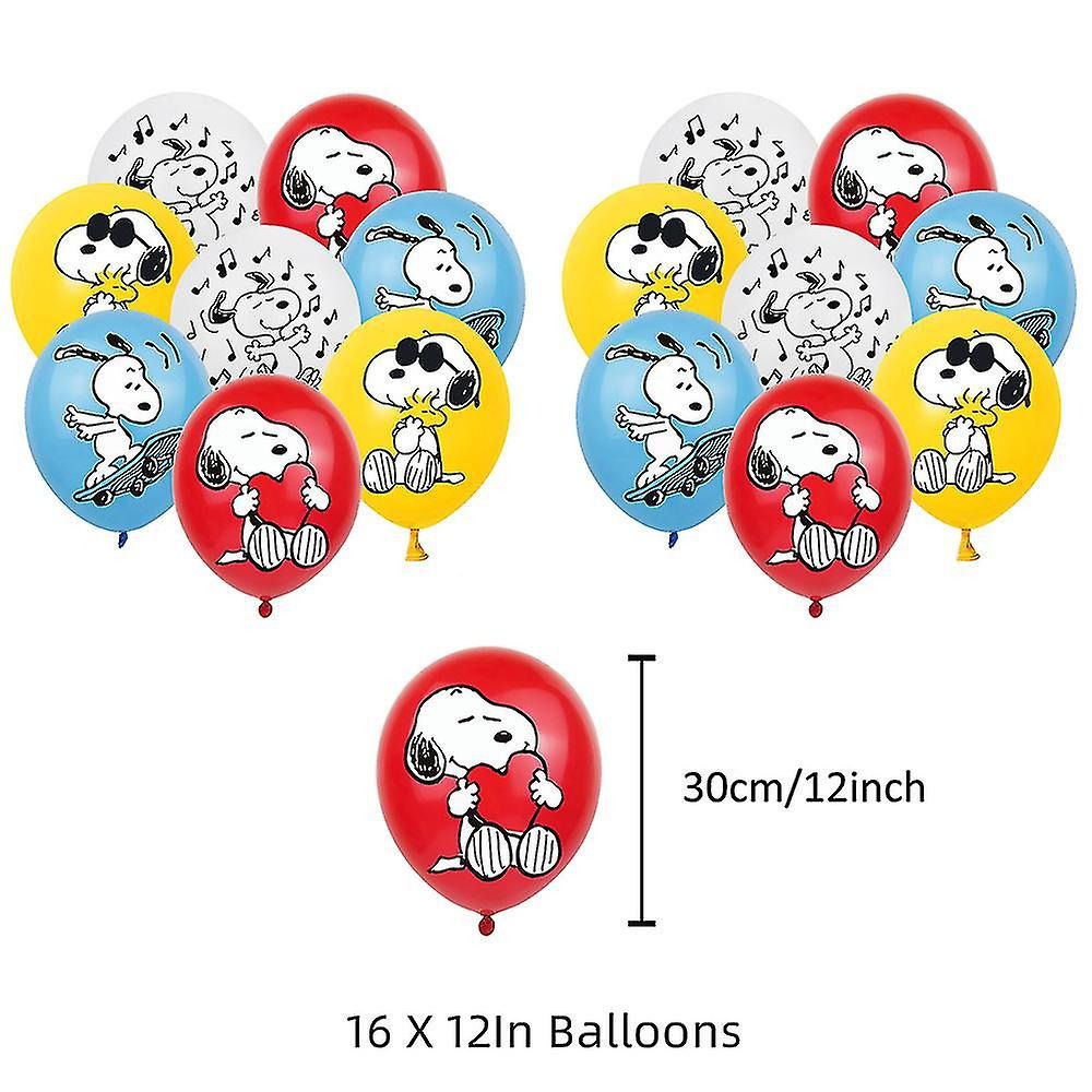 Décoration Anniversaire Snoopy, 30 Pièces Ballons, Drapeaux Pour Gâteaux Fête