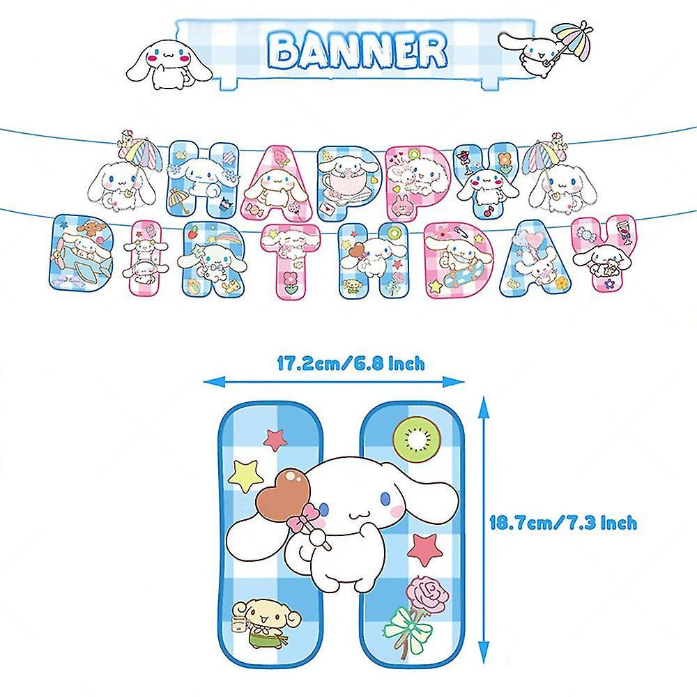 30pcs Luftballons Cinnamoroll, Karikatur Sanrio Geburtstagsdeko, Party Flaggen Kuchen Set