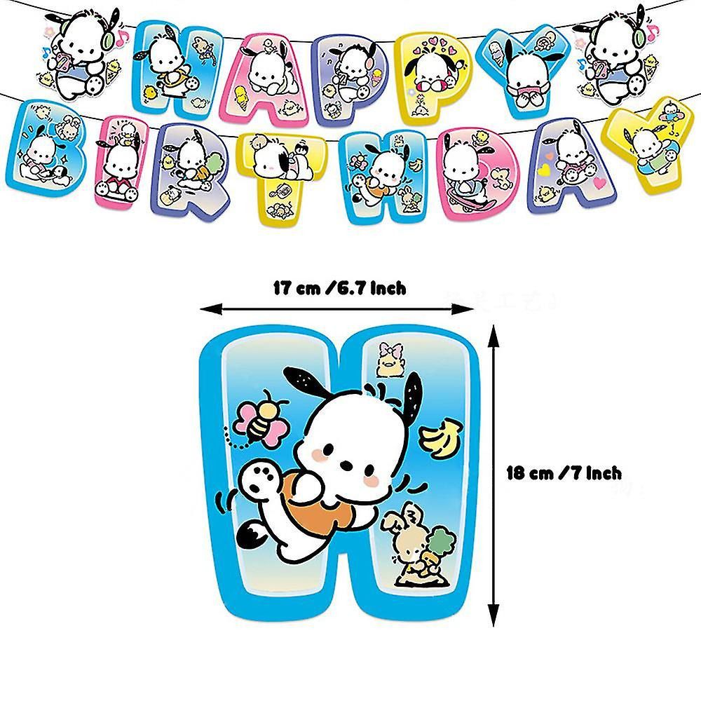 30pcs Luftballons Pochacco, Karikatur Geburtstagsdeko, Party Flaggen Kuchen Set