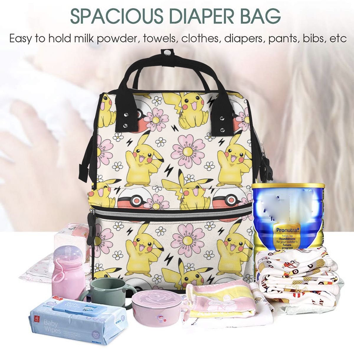 Cartoon Yellow Mouse Diaper Bag Backpack