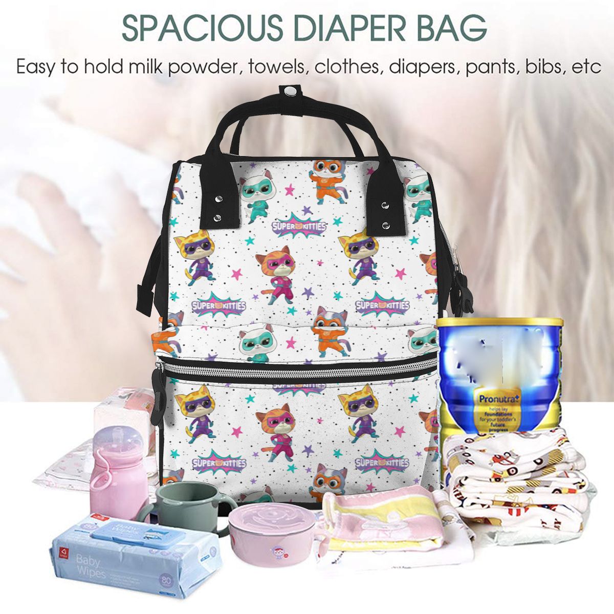 Cuddly Kittens Team Diaper Bag Backpack