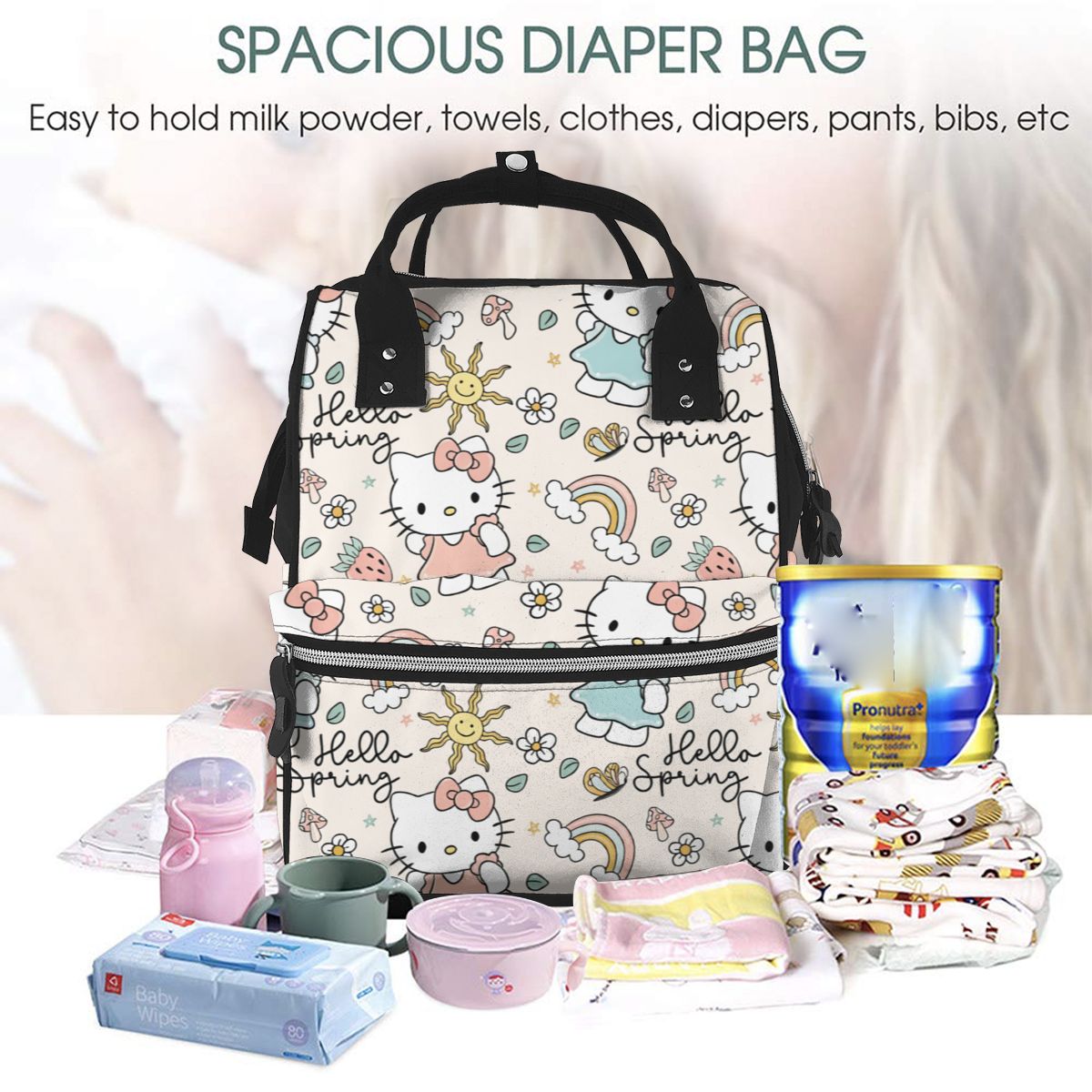 Cute Kitty White Cat Diaper Bag Backpack