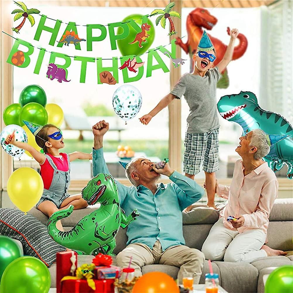 47 pièces décorations de fête d'anniversaire dinosaure vert