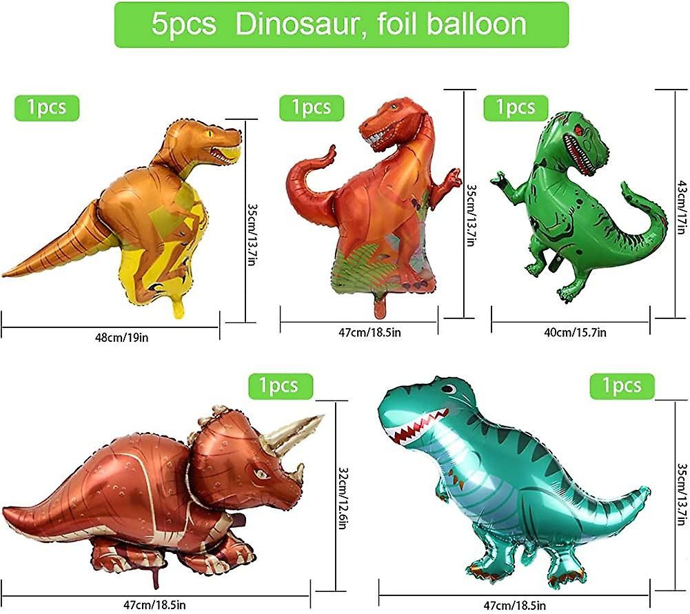 47pcs Luftballons Dinosaurier, Grüne Geburtstagsdeko, Partyflaggen-Kuchenset