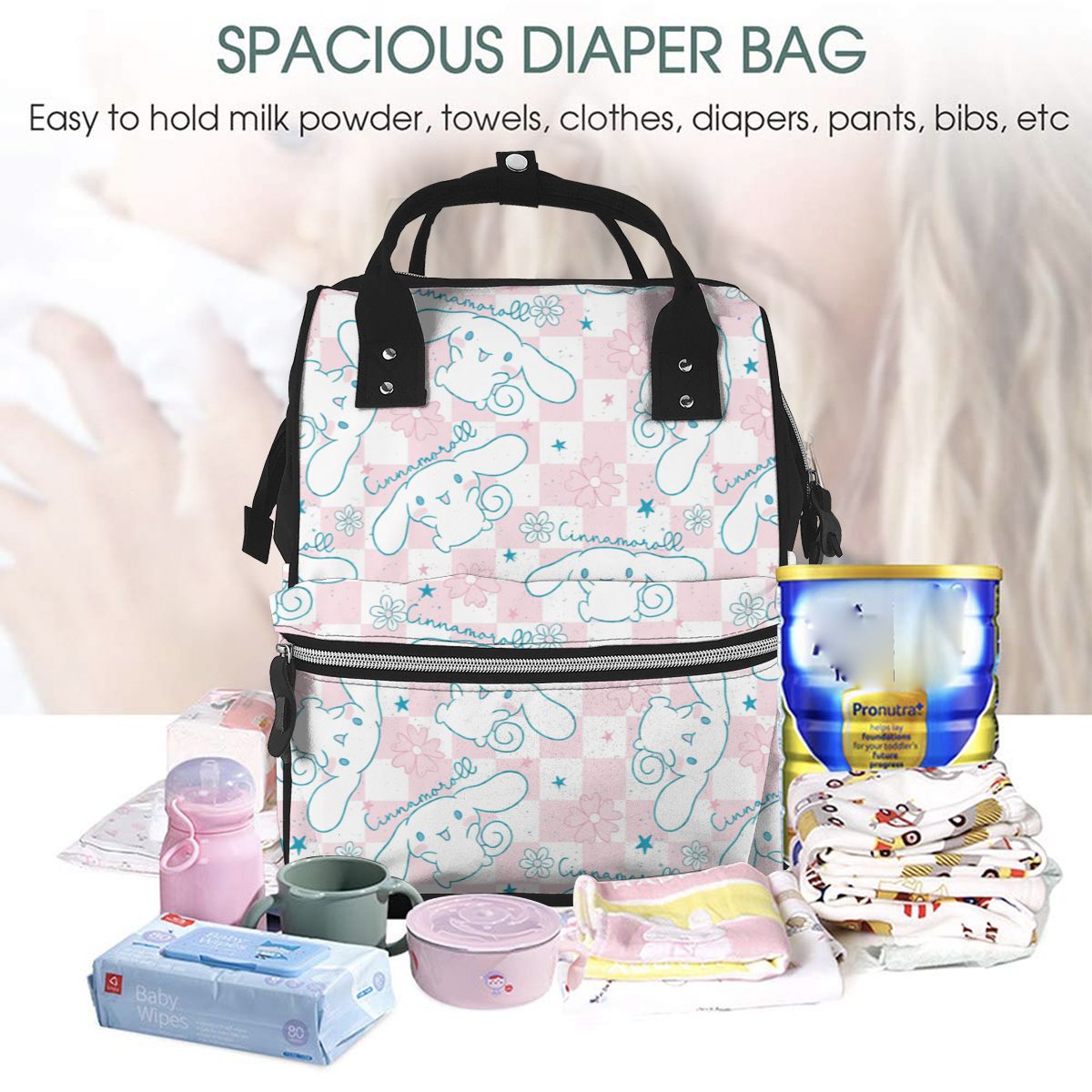 Long Ear White Puppey Diaper Bag Backpack