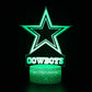 Veilleuse Dallas Cowboys, Lampe NFL, Illusion 3D, Décoration de terrasse LED