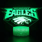 Veilleuse Philadelphia Eagles, Lampe NFL, Illusion 3D, Décoration de terrasse LED