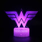 Wonder Woman Lampe, DC Superheld Nachtlicht, 3D Illusionslampe, LED Touch Schalter, Deck Dekor