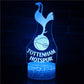 Tottenham Hotspur Lampe, Fußball Nachtlicht, 3D Illusionslampe, LED Touch Schalter, Deck Dekor