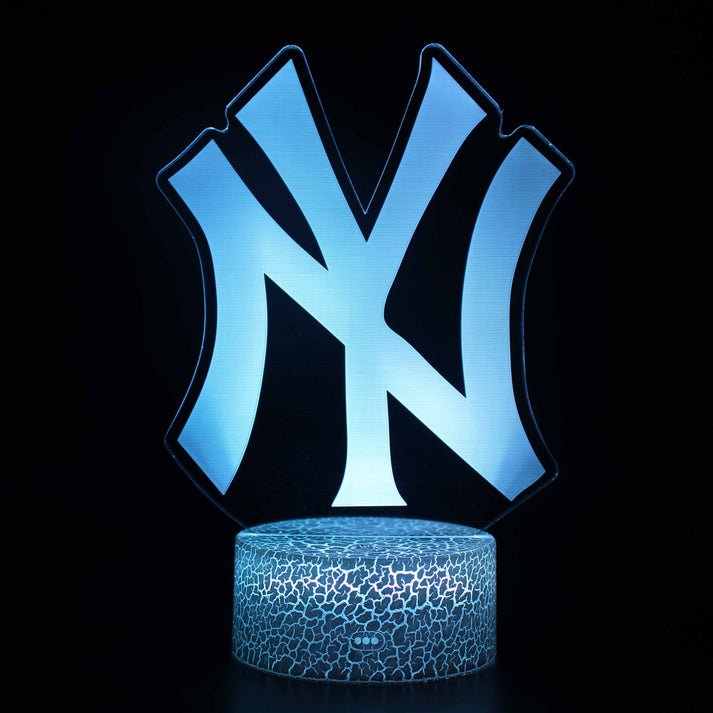 New York Yankees Lampe, MLB Baseball Nachtlicht, 3D Illusionslampe, LED Touch Schalter, Deck Dekor