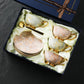 2 Pink 2 Grey Marble Tea Cup and Saucer Set with Gift Box