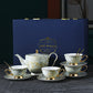 4 Grey Marble Cup and Saucer Set with Kettle and Gift Box