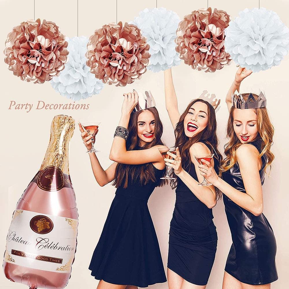 34pcs Rose Gold Champagne Bottle Balloons Girls Birthday Party Decorations