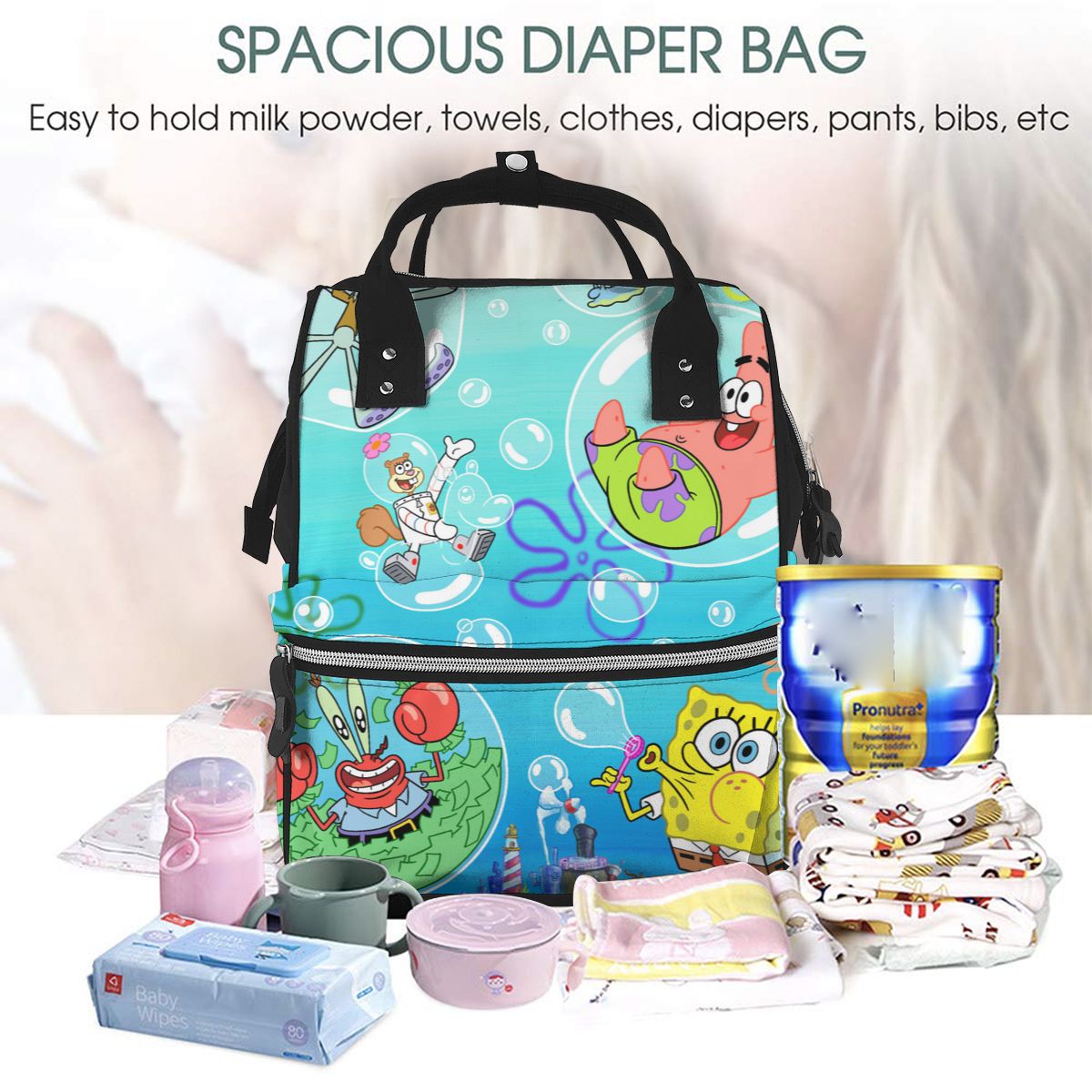 Square Sponge Diaper Bag Backpack