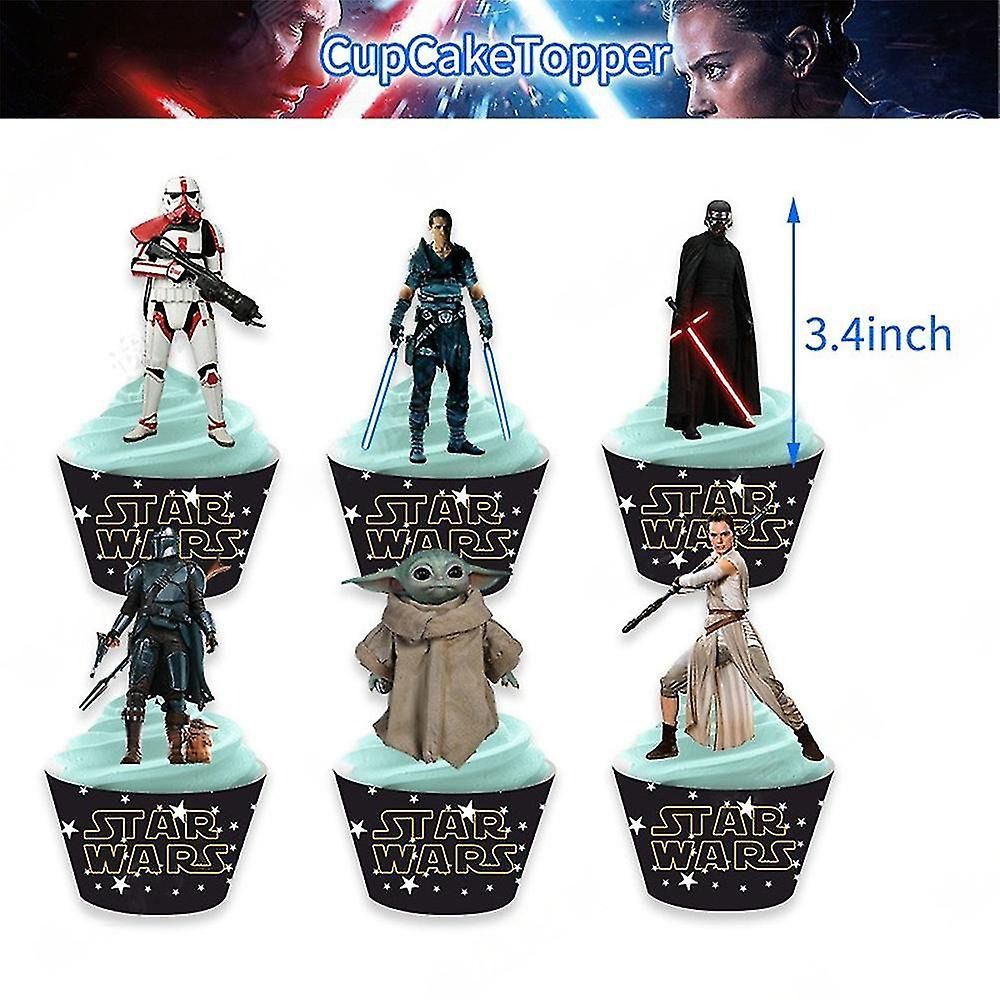 30pcs Luftballons Star Wars, Film Krieg der Sterne Geburtstagsdeko, Party Flaggen Kuchen Set