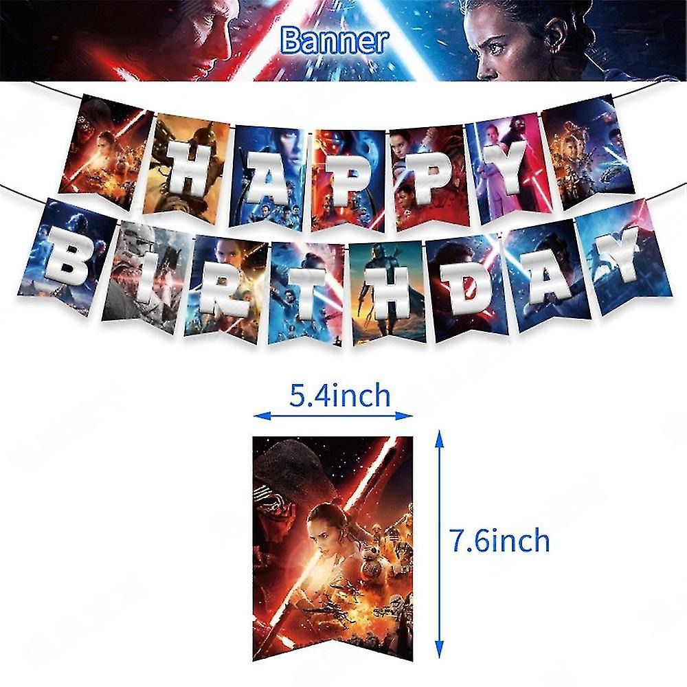 30pcs Luftballons Star Wars, Film Krieg der Sterne Geburtstagsdeko, Party Flaggen Kuchen Set