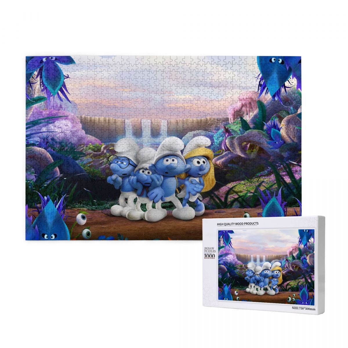 Tiny Blue Creatures Wooden Jigsaw Puzzle