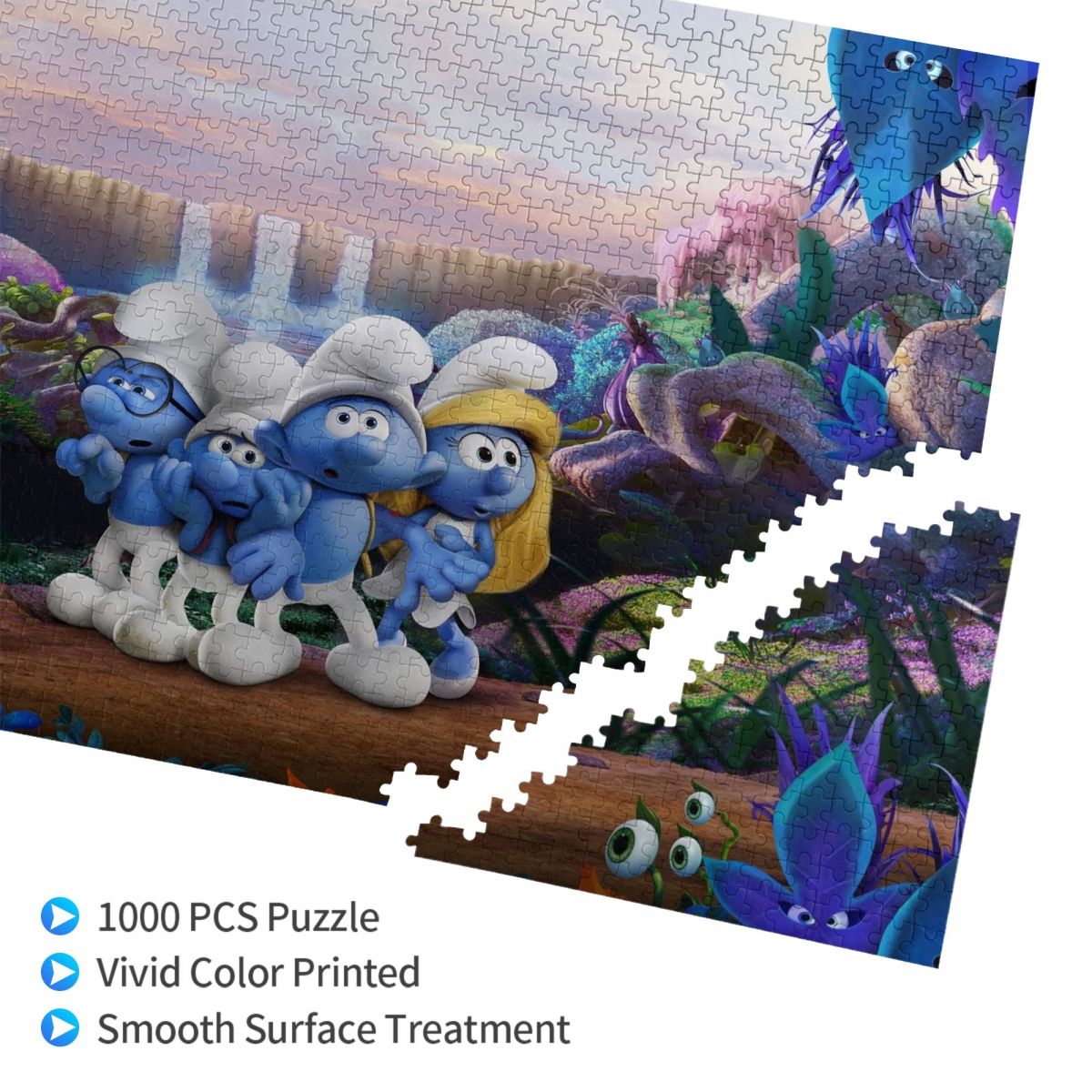 Tiny Blue Creatures Wooden Jigsaw Puzzle