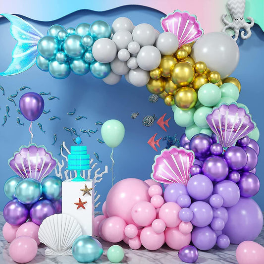 117pcs Undersea Mermaid Seashell Balloons Arch Party Decorations